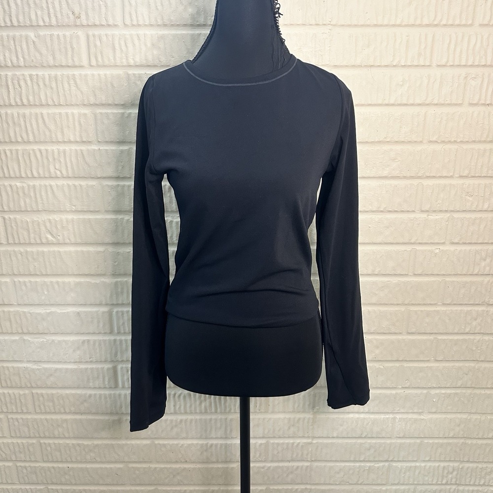 Vitality Hold Tight Black Basic Long Sleeve Slimming Compression Sz L Cropped
